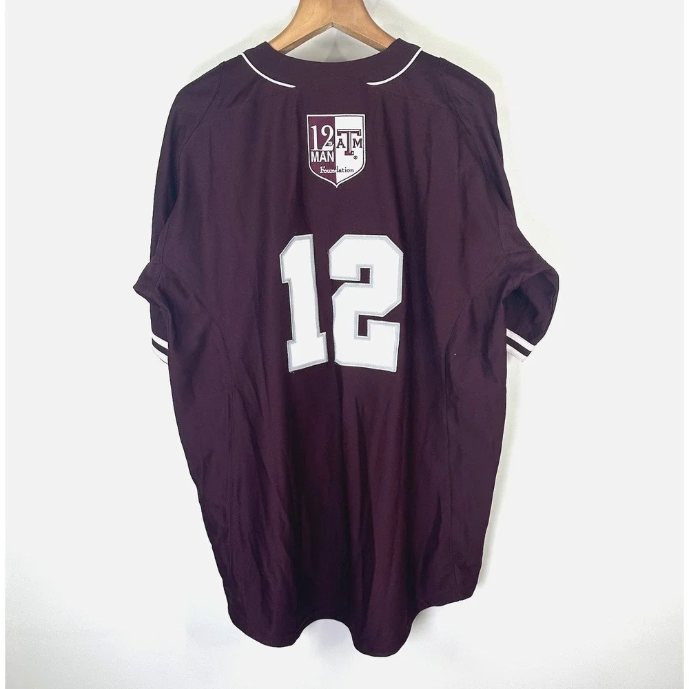 NWT Texas A&M Aggies Baseball‎ Jersey Mens XL Red 12th Man Adidas Polyester NCAA